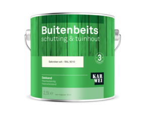 KARWEI buitenbeits schutting & tuinhout dekkend RAL 9010 gebroken wit 2,5 liter
