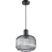 KARWEI hanglamp Flynn geribbeld rookglas zwart