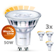 Philips LED spot GU10 50W 3 stuks warmglow dimbaar