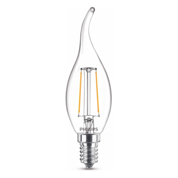 Philips LED kaars benttip E14 25W filament helder niet dimbaar