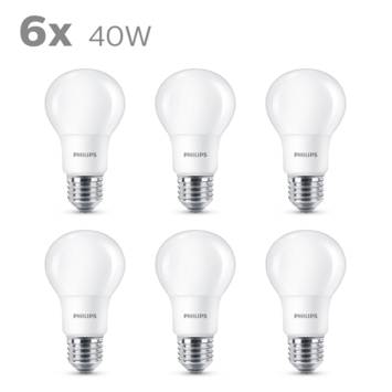 Philips LED peer E27 40W 6 stuks mat niet dimbaar