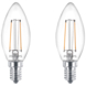 Philips LED kaars E14 2 stuks filament helder niet dimbaar