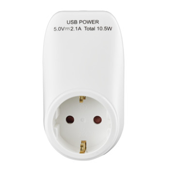 Handson doorvoerstekker RA 2 USB-aansluitingen wit