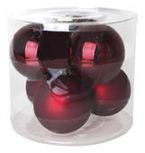 Christmas Goods kerstballen mix glas 6 stuks wijnrood