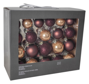 Christmas Goods kerstballen mix glas 42 stuks chocoladebruin