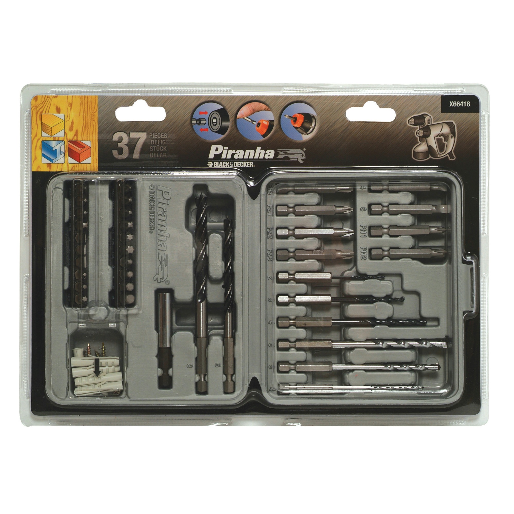 Piranha Boren En Bitsset X66418 Xj 37 Delig Voor Hout Metaal En piranha kopen in de aanbieding