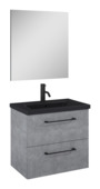 Atlantic Badkamermeubelset Sienna met Spiegel en Zwarte Wastafel - Beton 60 cm