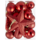 Christmas Goods kerstballen mix kunststof rood inclusief piek