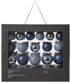 Kerstballen mix glas 42 stuks blauw