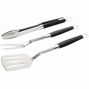 Jamestown BBQ tool set RVS zwart 3 stuks (spatel, vork, tang)