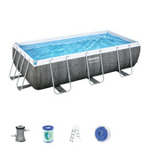 Bestway zwembad rechthoekig Pro Steel Max 404x201x100 cm met ladder en filterpomp