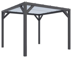 Silvano pergola zwart vurenhout 324 x 324 cm met schaduwdoek