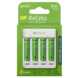 GP Batterijlader 411 + 4x oplaadbare batterijen AAA 850mAh ReCyko + Micro USB-lader