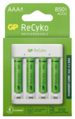 GP Batterijlader 411 + 4x oplaadbare batterijen AAA 850mAh ReCyko + Micro USB-lader