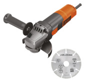 Black+Decker haakse slijper 125 mm BEG220A1-QS + diamantschijf