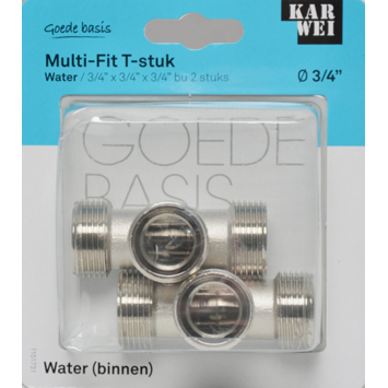 KARWEI Multi-Fit T-Stuk (buitendraad x buitendraad x buitendraad) 3/4" x 3/4" x 3/4" 2stuks