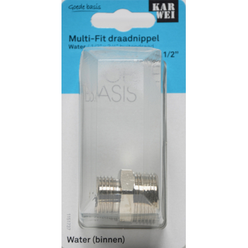 KARWEI Multi-Fit draad verloop chroom (buitendraad x buitendraad) 1/2" x 3/4"