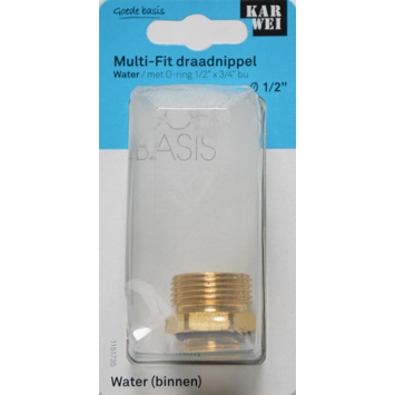 KARWEI Multi-Fit draad verloop met O-Ring (buitendraad x buitendraad) 3/4" x 1/2"