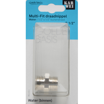 KARWEI Multi-Fit draad nippel (buitendraad x buitendraad) 1/2" x 1/2"