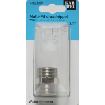 KARWEI Multi-Fit draad nippel (buitendraad x buitendraad) 3/4" x 3/4"Chroom