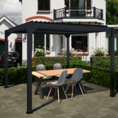 Rodrigo pergola aluminium antraciet 300 x 300 x 231 cm met schutterdak