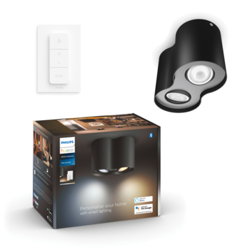 Philips Hue Pillar opbouwspot 2x5W zwart incl. switch en bluetooth