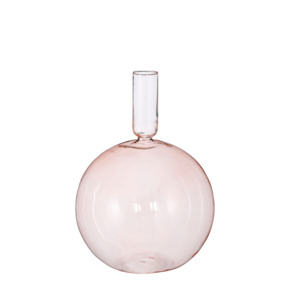 Vaas single flower glas roze 21x15 cm
