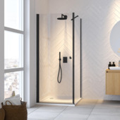 Sealskin draaideur met zijwand Hooked 90x90x200 cm, 6 mm helder veiligheidsglas met antikalklaag mat zwart
