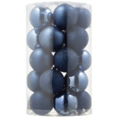 Christmas Goods kerstballen mix kunststof  25 stuks nachtblauw Ø 16 cm