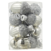 Koker eikeltjes glas 12 stuks zilver