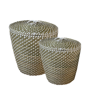 Mand met deksel rond wit 30x30 cm