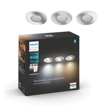 Philips Hue Adore 3-licht badkamer inbouwset 3x5W chroom/wit incl. switch en bluetooth