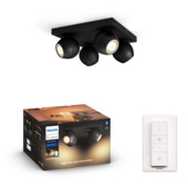 Philips Hue Buckram opbouwspot 4x5W zwart incl. switch en bluetooth