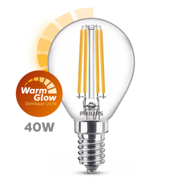 Philips LED Kogel E14 40W Filament Helder Warmglow Dimbaar Karwei