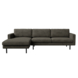 Chaise longue Fali links rib warm groen