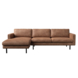 KARWEI Chaise longue Fali links PU leer bruin