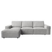 KARWEI Chaise longue Mack links recycled zandgrijs