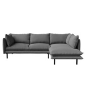 Chaise longue Gayle rechts geschuurd grijs