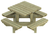 Kinder picknicktafel Julia groen hout 120 x 120 cm