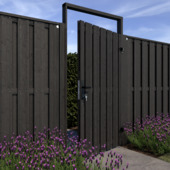 Tuinpoort pakket recht metalen frame grenen hout zwart 5,5 x 100 x 180 cm