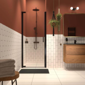 Sealskin Inc. Draaideur in nis 100x200 cm, 8 mm helder veiligheidsglas met antikalklaag Mat zwart