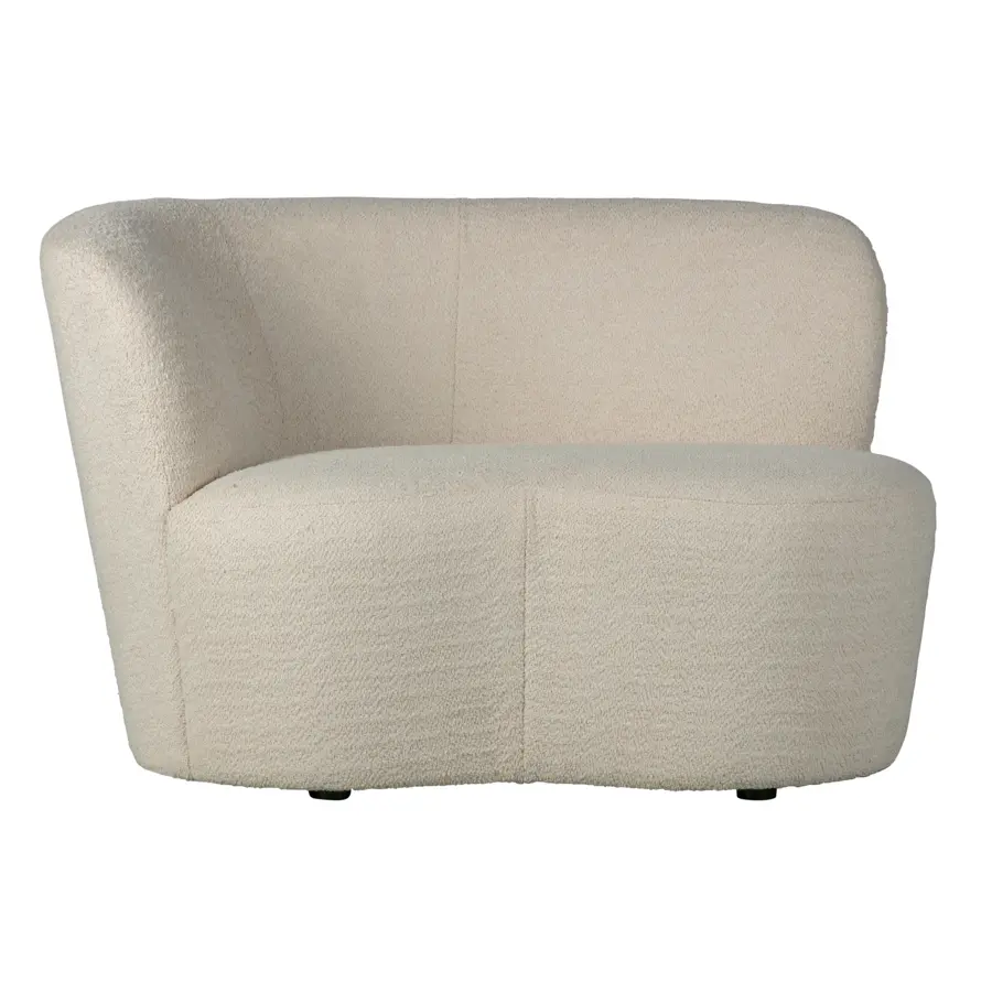 WOOOD fauteuil Stone crème bouclé stof met leuning links