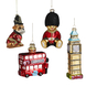 Kerst Ornament Hond, Bus, Royal Guard, Big Ben - L6 x B5 x H11,5 cm - Rood/Bruin per stuk