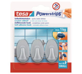 Tesa Powerstrips haak ovaal mat chroom 3 stuks