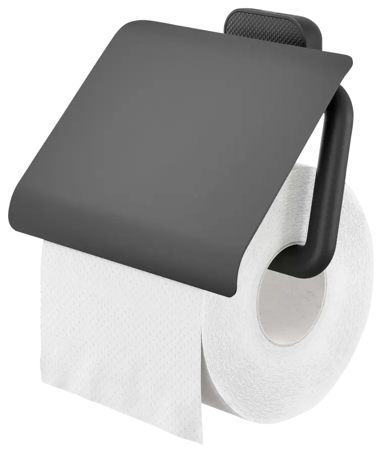 Tiger toiletrolhouder Carv met klep Zwart