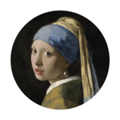 Ronde muursticker Meisje met de parel (dessin 119175)