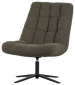 WOOOD fauteuil Job donkergroen teddy stof draaibaar