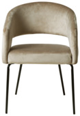 KARWEI eetkamerstoel Eden beige fluweel katoen stof met armleuning