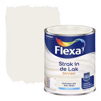 Flexa Strak in de Lak binnenlak zijdeglans RAL 9010 gebroken wit 750 ml