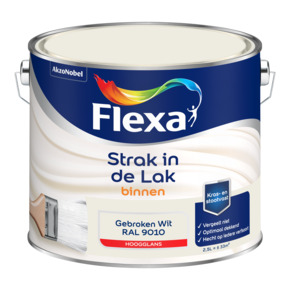 Flexa Strak in de Lak binnenlak hoogglans RAL 9010 gebroken wit 2,5 liter